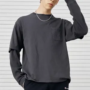 Champion 冠军 C3-U406 情侣款胸前口袋假两件长袖T恤 日版