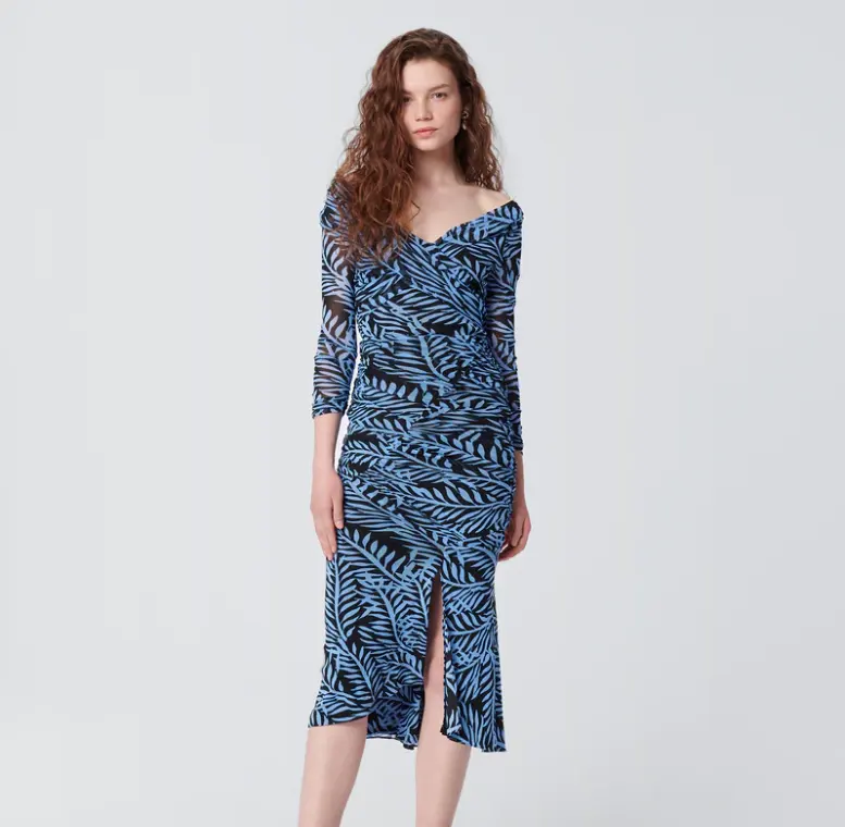 DVF Ganesa 新款一字领开叉连衣裙 码全