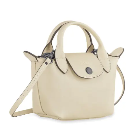 Longchamp 珑骧象牙白手提单肩包