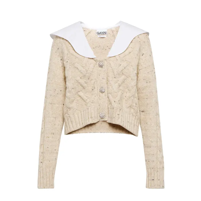 宋祖儿同款！Ganni 娃娃领钻扣开衫