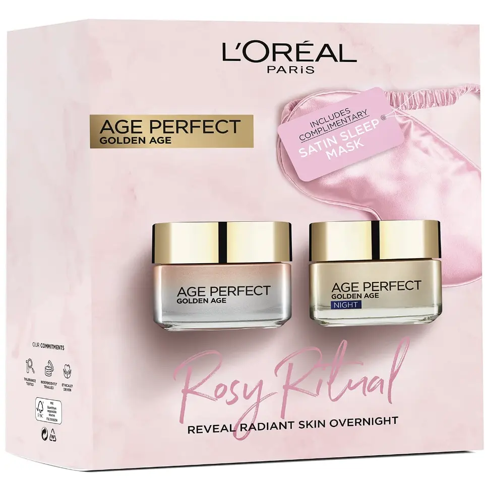 L'Oreal Paris 欧莱雅 Age Perfect ⾦致臻颜礼盒（⽇霜50ml+晚霜50ml+眼罩）