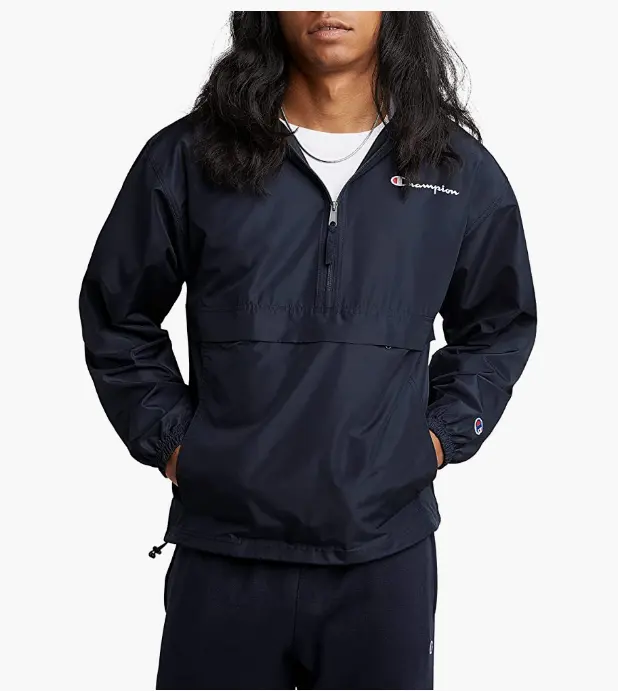 Champion 男士冲锋衣连帽防风衣外套夹克 海军蓝L码
