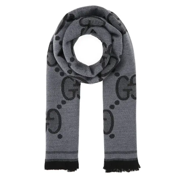 定价优势！Gucci 灰色Logo围巾