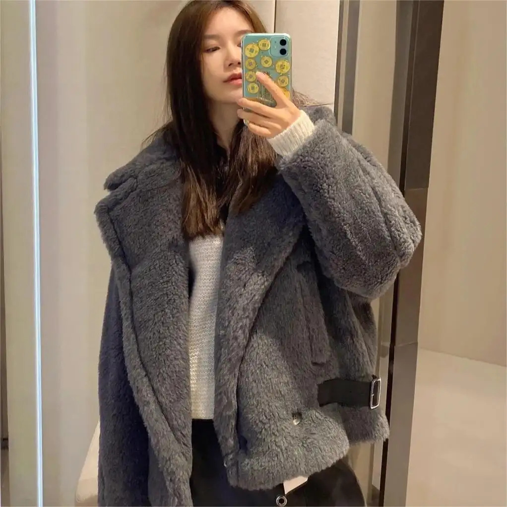 邮寄欧洲！Max Mara 短款深灰泰迪大衣 凑单后