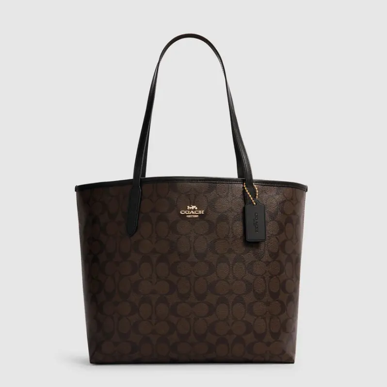 降价！Coach Outlet 爆款老花托特包 深棕色