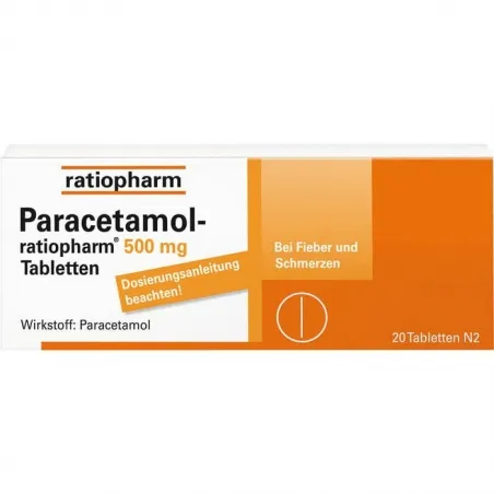 ratiopharm 500mg扑热息痛退热止痛口服片20粒 4岁+