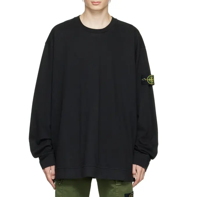 好价！STONE ISLAND 黑色长袖logo贴标卫衣