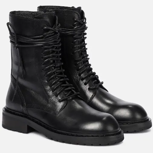 降价！Ann Demeulemeester 皮革绑带靴