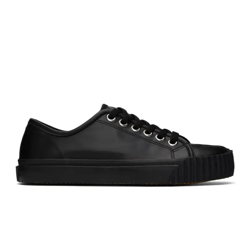 MAISON MARGIELA 黑色皮革 Tabi 低帮运动鞋