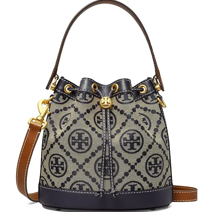 返礼卡！Tory Burch 汤丽柏琦 T Monogram Jacquard 水桶包双色可选