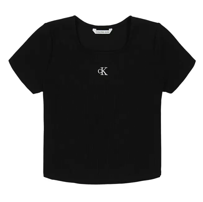 CALVIN KLEIN 基础款大童方领T恤