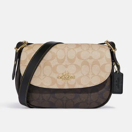 热卖！Coach 蔻驰 Macie Saddle 老花拼色斜挎包