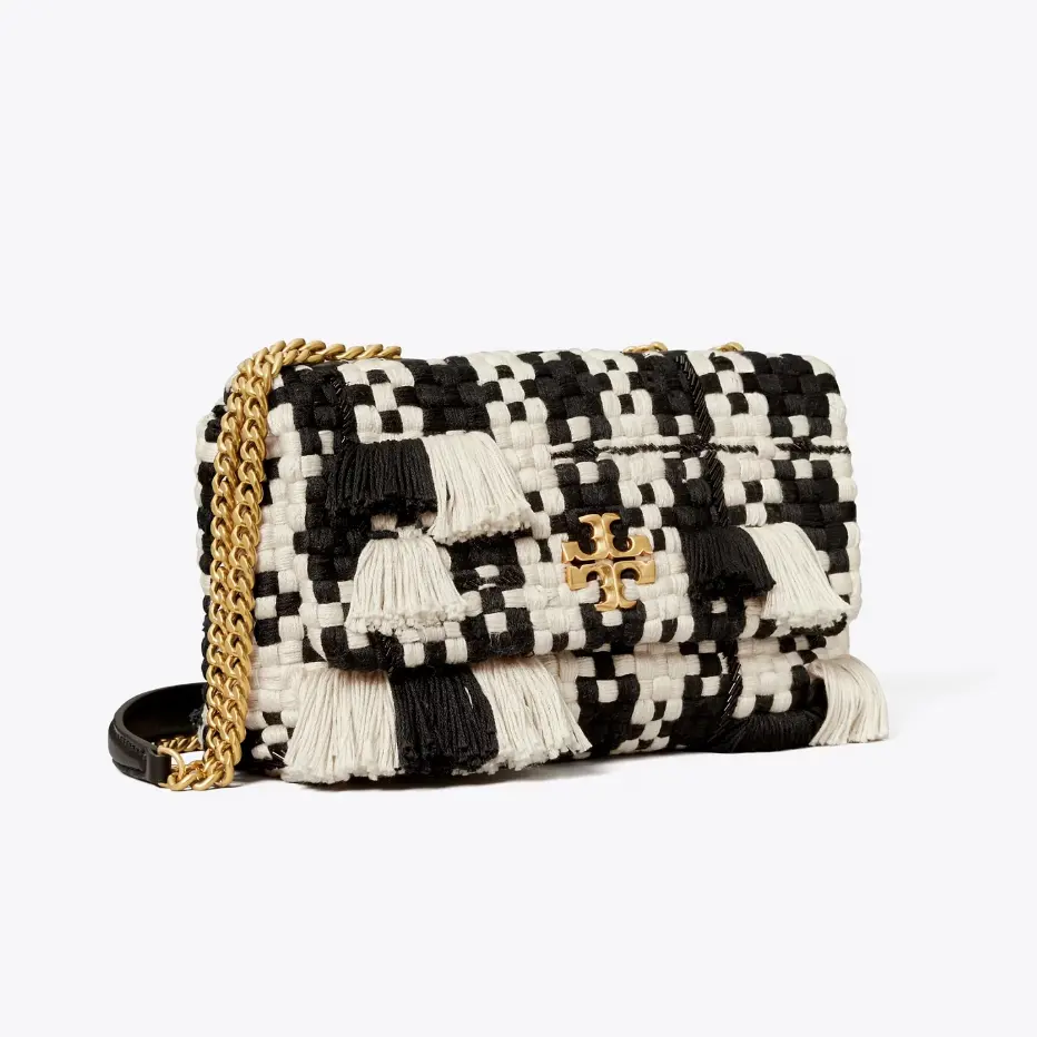 Tory Burch 汤丽柏琦 Kira Tweed 小号黑白千鸟格斜挎包