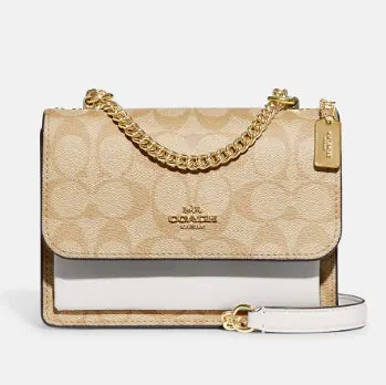 Coach 蔻驰 Mini Klare 老花奶茶色链条包