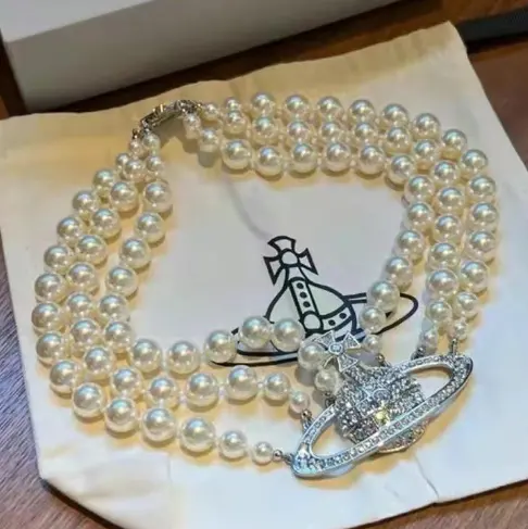 妍珍同款！Vivienne Westwood 西太后三层土星珍珠项链