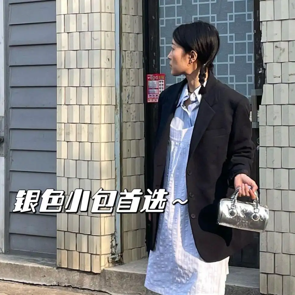 韩国最人气！MARGE SHERWOOD 银色Log Bag圆筒包