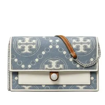 新款！Tory Burch 汤丽柏琦 T Monogram Denim 斜挎包