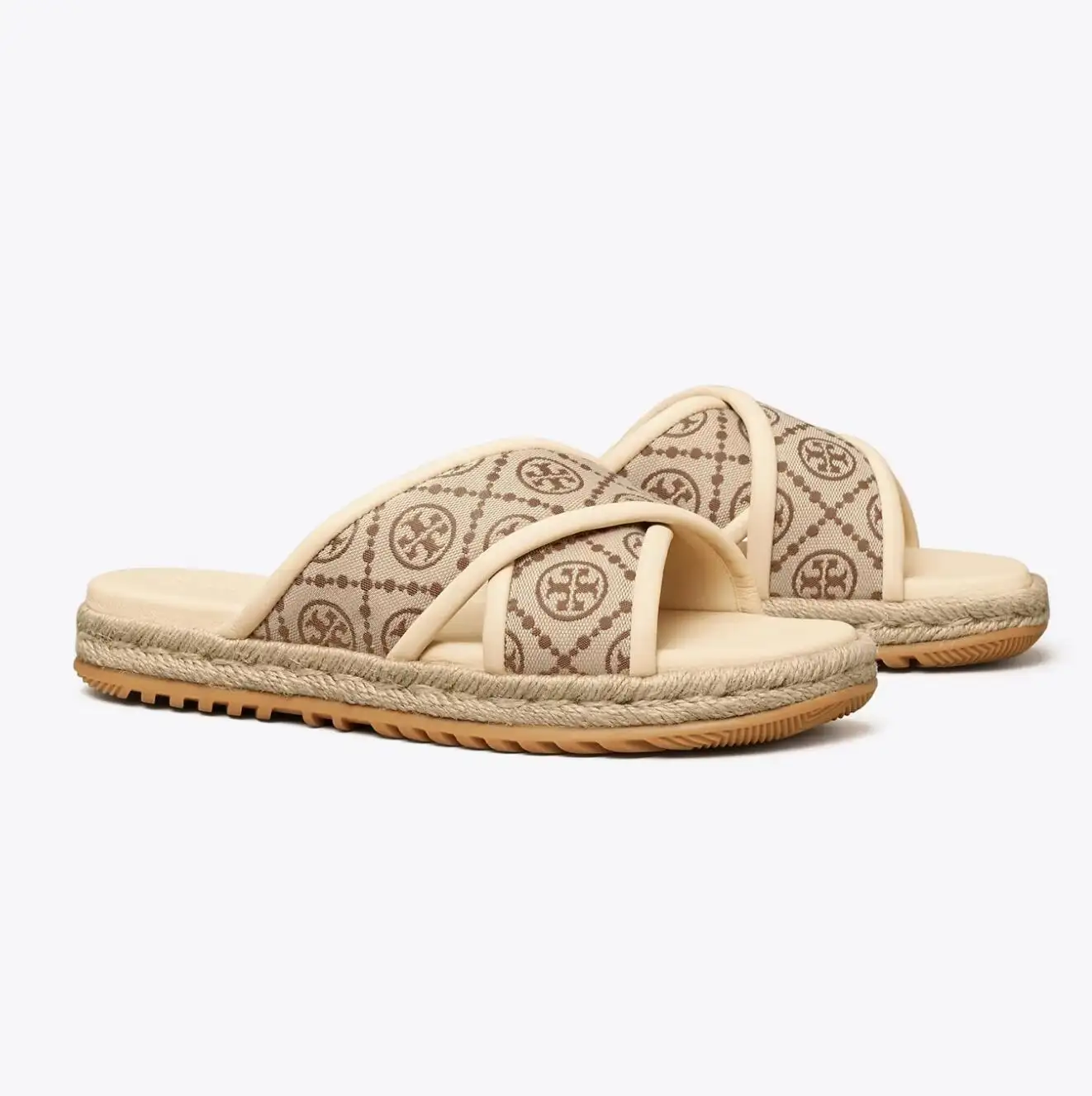 Tory Burch 汤丽柏琦 T Monogram 女士编织拖鞋