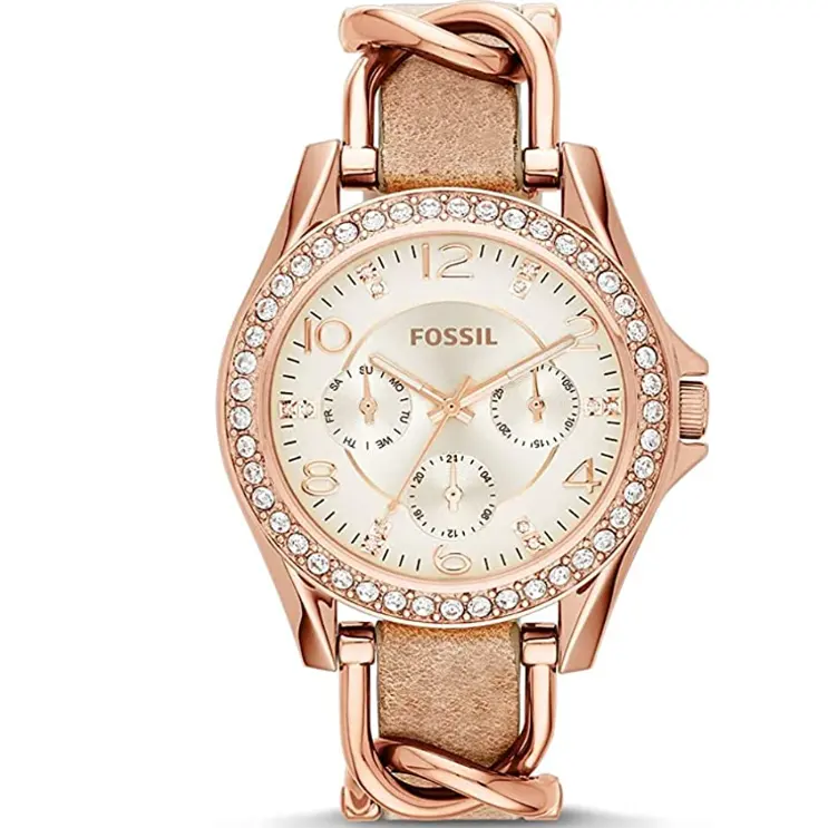 Fossil Riley系列 女士玫瑰金 多功能石英手表