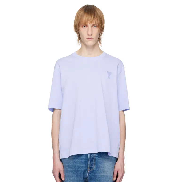 再降！Ami 男款马卡龙爱心短袖 紫色