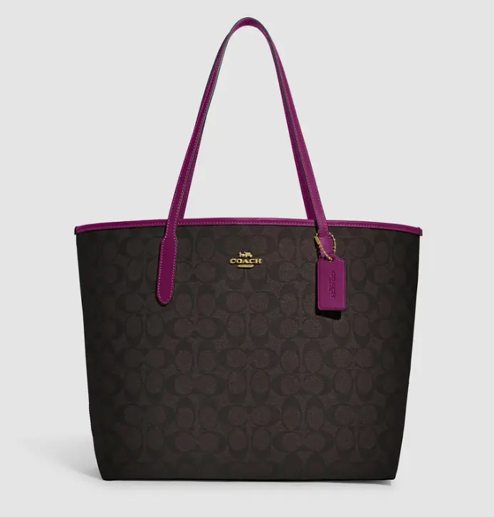 COACH 蔻驰 City 紫边托特包