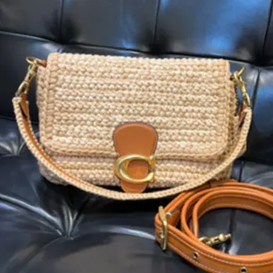 新品！Coach 蔻驰 Crochet Raffia Tabby 斜挎包