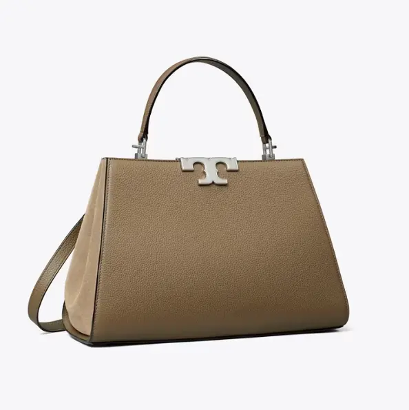 超有质感！Tory Burch ELEANOR 荔枝纹手提托特包 大象灰