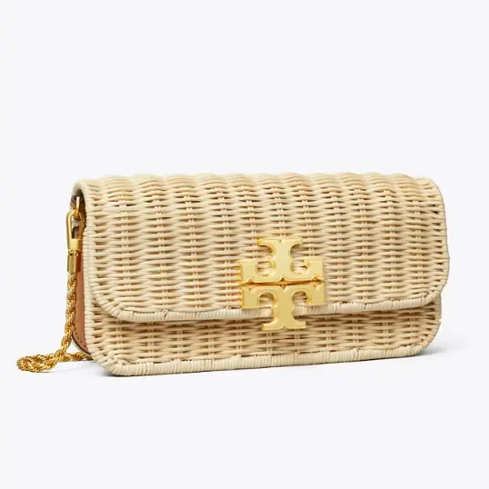 新款！Tory Burch Eleanor Raffia Clutch 夏日藤编链条包