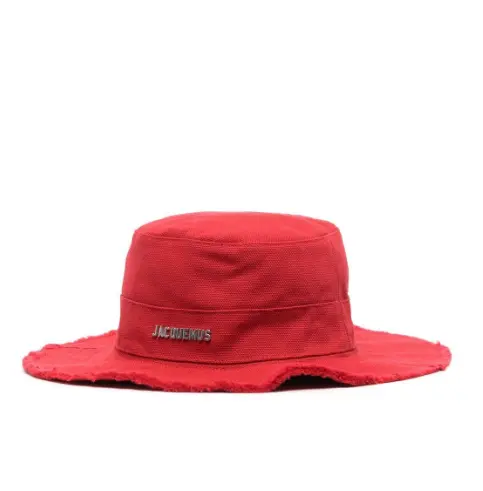 中站含税好价！Jacquemus 红色抽绳毛边渔夫帽