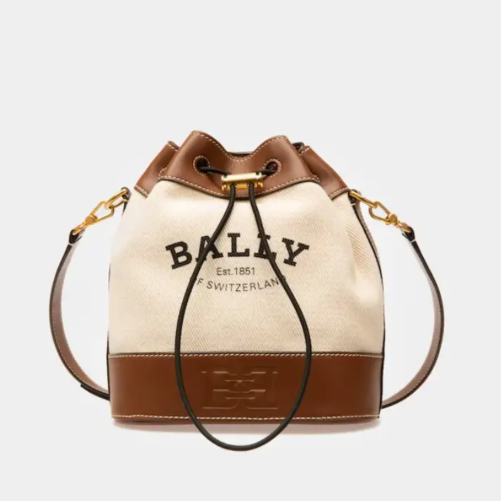 bally 帆布拼接抽绳水桶包