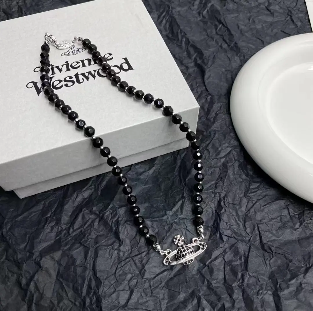 补货！Vivienne Westwood 西太后黑玛瑙土星项链