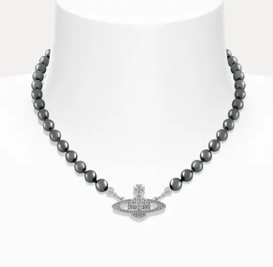 补货！Vivienne Westwood 西太后 黑灰珍珠 MINI BAS RELIEF CHOKER