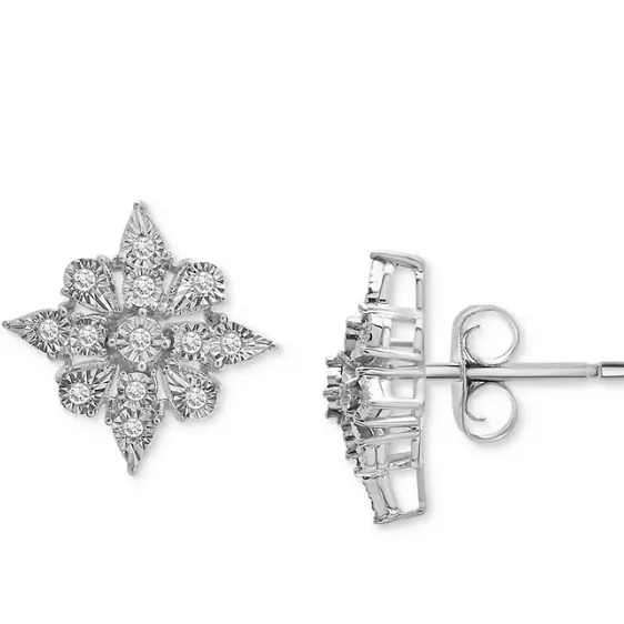 好价再来！Macy's 梅西 雪花耳钉  (1/10 ct. t.w.)