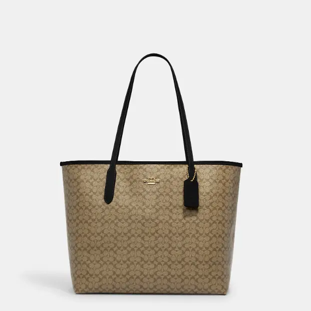 上新！Coach 蔻驰 City 细纹老花托特包