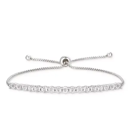 限时好价！MACY'S 梅西 Bolo 钻石手链 (1/10 ct. t.w.) 3色可选