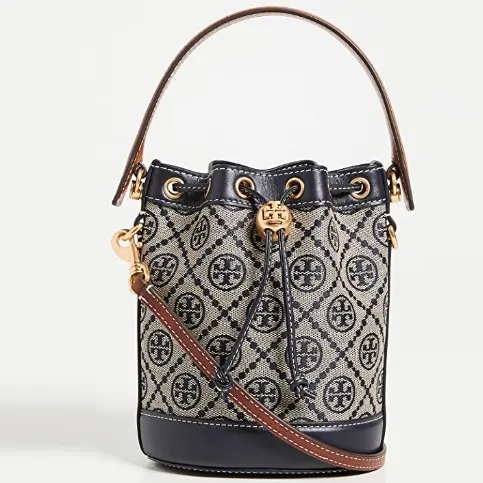 经典百搭！Tory Burch 汤丽柏琦 T MONOGRAM 老花水桶包