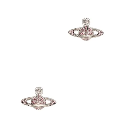 Vivienne Westwood 银色粉钻土星耳钉