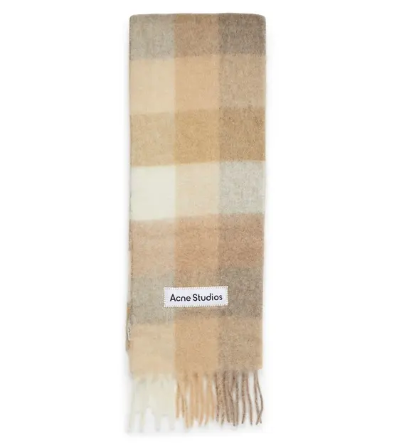 凑单8.5折！ACNE STUDIOS Vally 米色格纹围巾