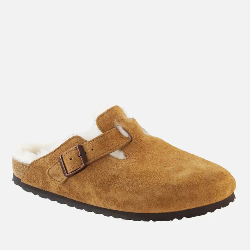BIRKENSTOCK BOSTON SHEARLING-LINED 麂皮毛绒拖鞋