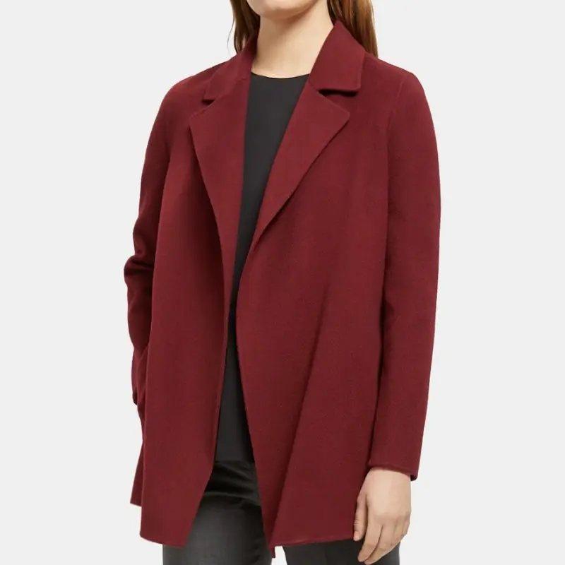 Theory 双面羊毛呢子大衣 浆果红