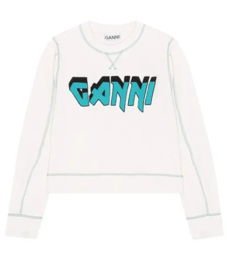 GANNI Isoli Rock logo 刺绣T恤