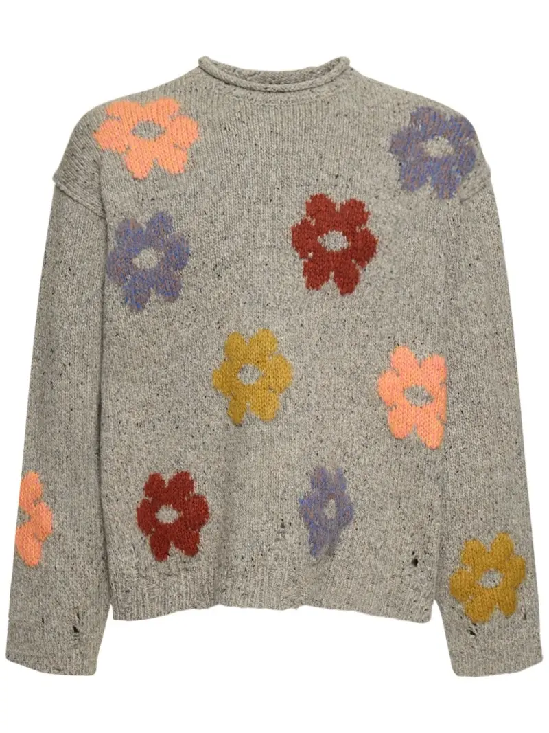 肯豆同款！Acne Studios 灰色 Kilcarra 花朵毛衣