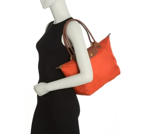 Longchamp 珑骧 Le Pliage中号橘红长柄饺子包
