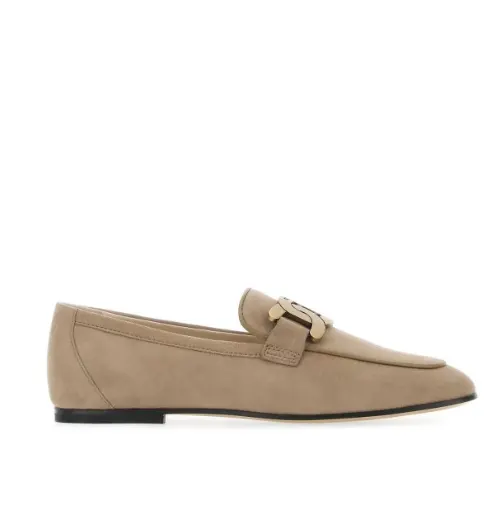 Tod's 卡其色麂皮 Kate 平底乐福鞋