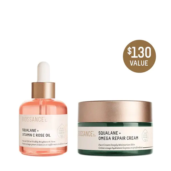 补货！Biossance 角鲨烷修护霜+玫瑰油套装 价值$130