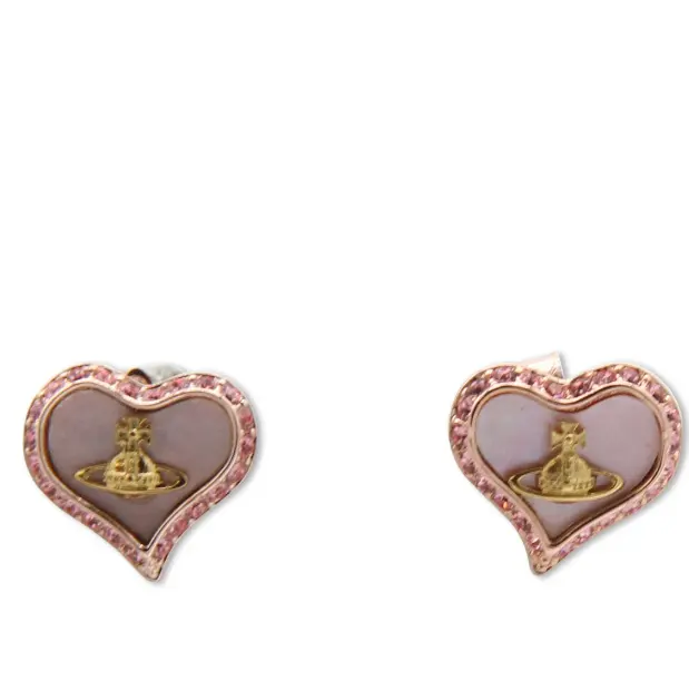 好价！Vivienne Westwood 粉色爱心贝母耳钉