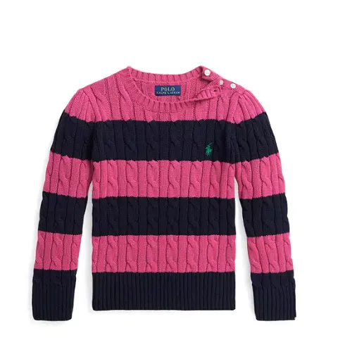 L码补货！POLO RALPH LAUREN 拉夫劳伦 Cable-Knit 条纹针织衫 大童款