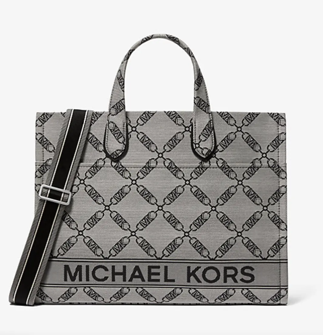 明星同款！Michael Kors Logo Gigi 大号提花托特包