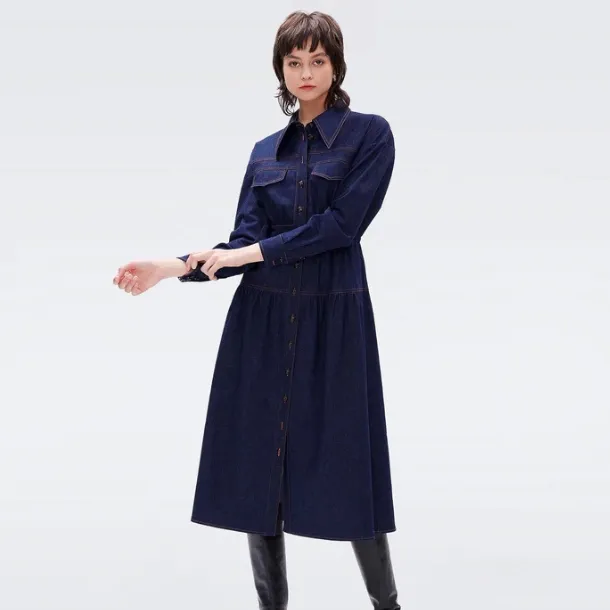 DVF Furiosa 牛仔蓝翻领衬衫裙