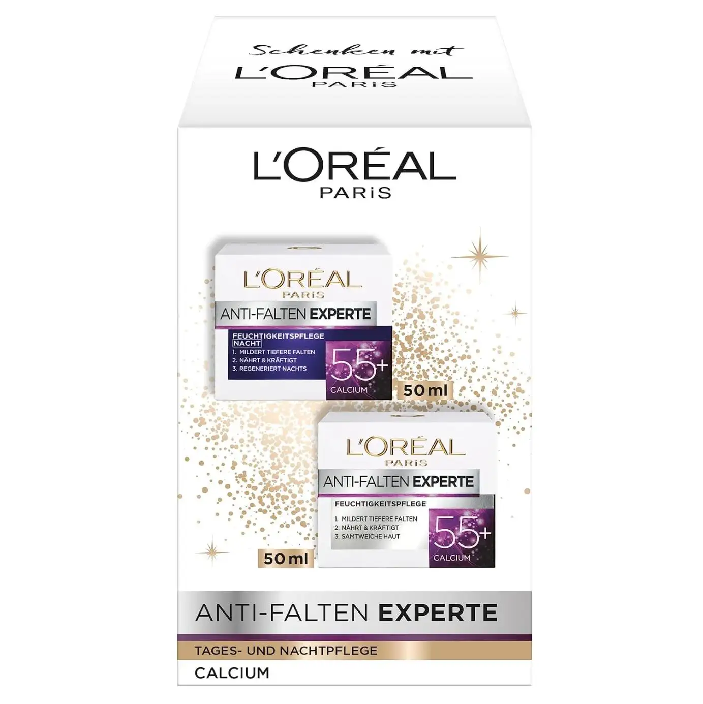 好价！L'Oréal Paris 欧莱雅 冻龄专家55+钙源 抗皱保湿日霜晚霜套装